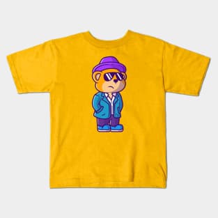 Cute Detective Bear Cartoon Vector Icon Illustration Kids T-Shirt